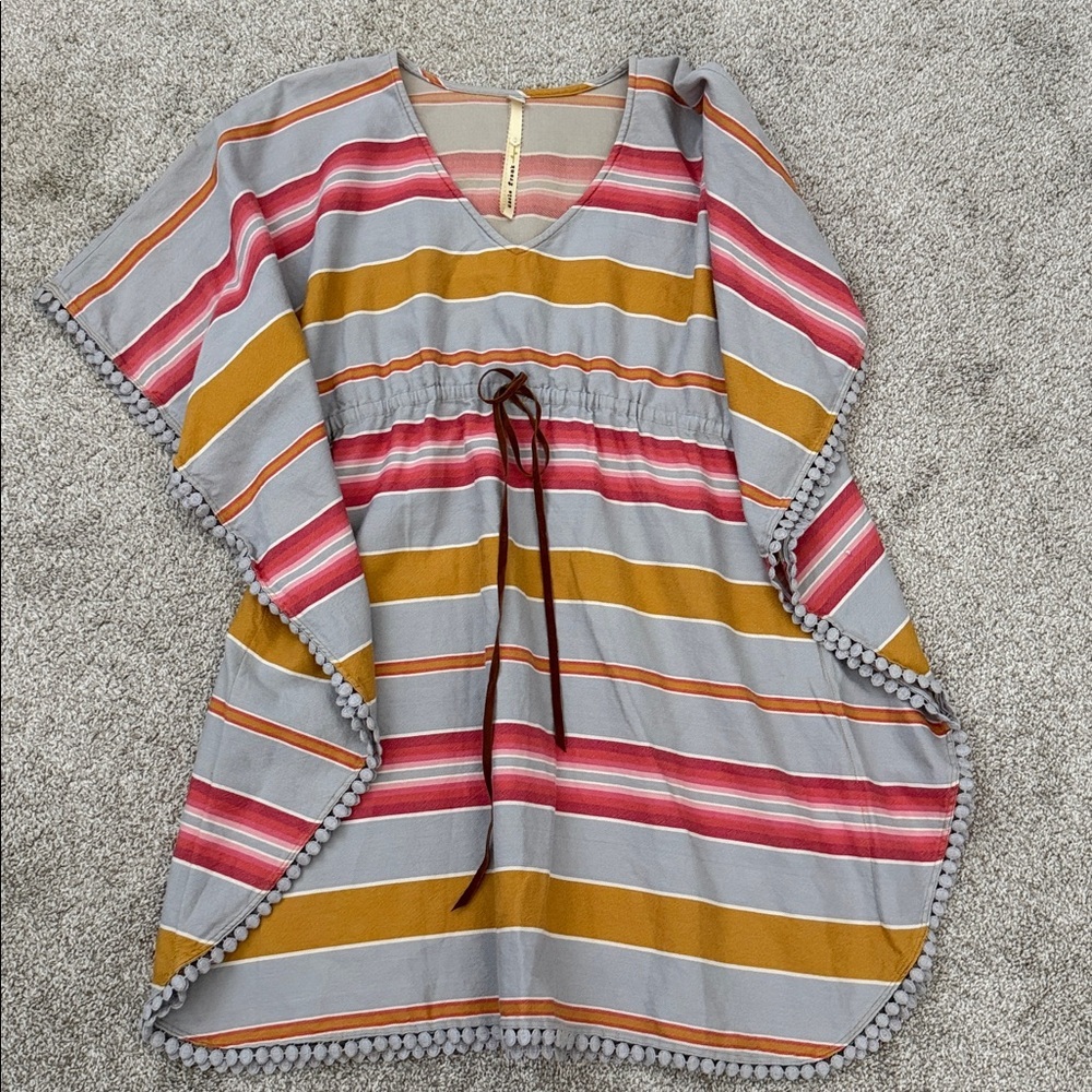 Striped V-Neck Poncho Top